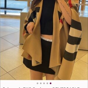 Burberry Tan and Black Striped Cape
